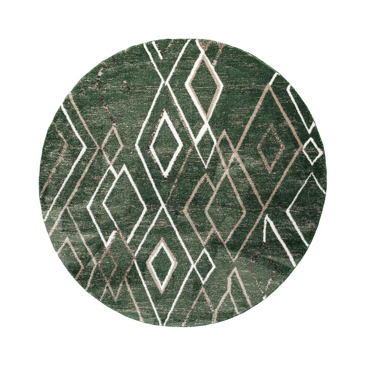 Rond Berber vloerkleed - Blend Diamond Groen - 1
