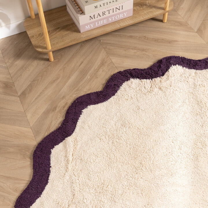 Rond Wasbaar vloerkleed - Hazy Paars/Creme - 2