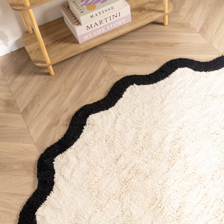 Rond Wasbaar vloerkleed - Hazy Zwart/Creme - 2