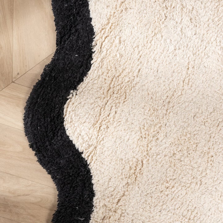 Rond Wasbaar vloerkleed - Hazy Zwart/Creme - 4