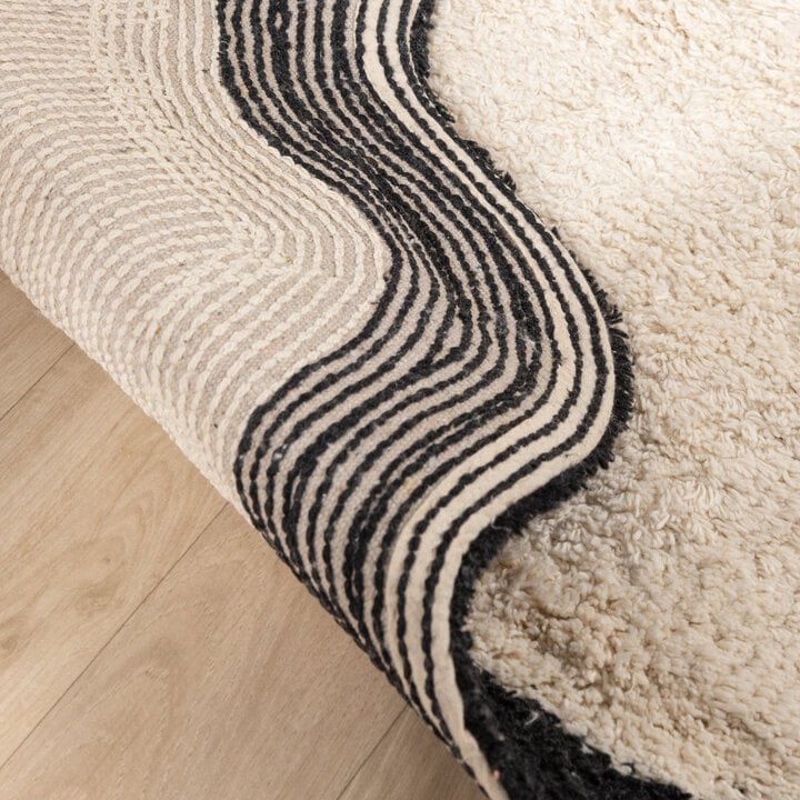 Rond Wasbaar vloerkleed - Hazy Zwart/Creme - 6