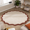 Rond Wasbaar vloerkleed - Hazy Bruin/Creme - thumbnail