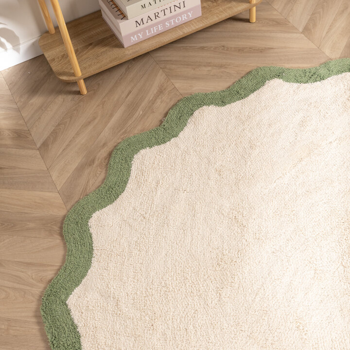 Rond Wasbaar vloerkleed - Hazy Groen/Creme - 2