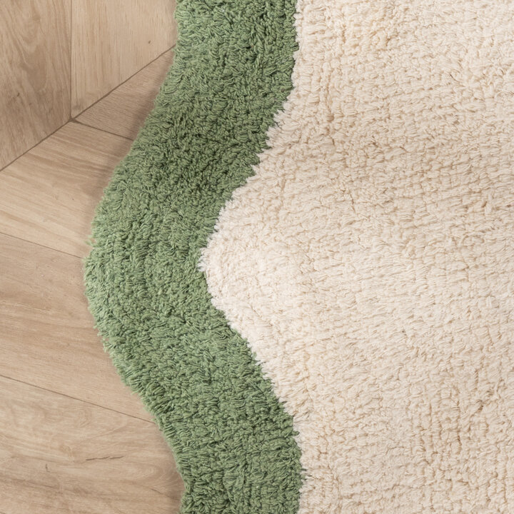 Rond Wasbaar vloerkleed - Hazy Groen/Creme - 4