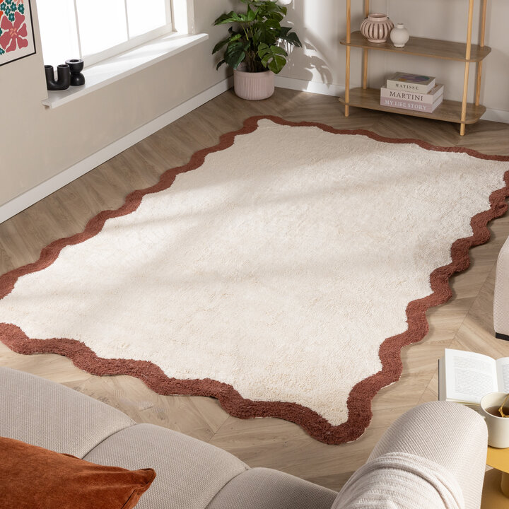 Wasbaar vloerkleed - Hazy Bruin/Creme