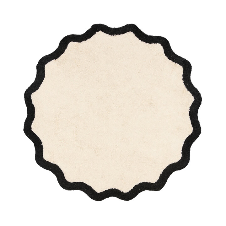 Rond Wasbaar vloerkleed - Hazy Zwart/Creme - 1