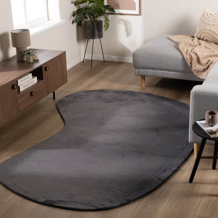 Zacht laagpolig vloerkleed - Cozy Ripple Antraciet