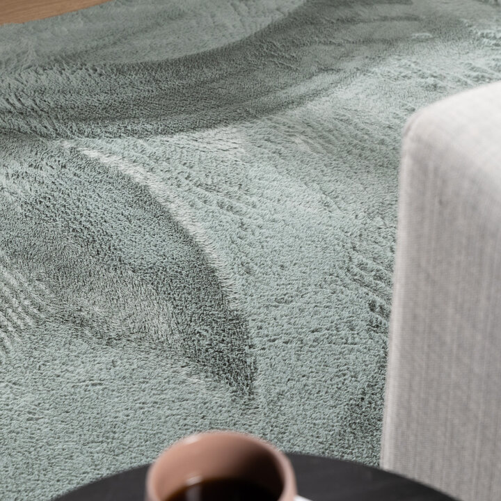Zacht laagpolig vloerkleed - Cozy Pebble Groen - 1