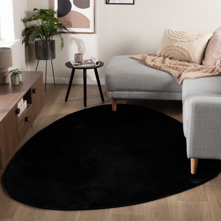Zacht laagpolig vloerkleed - Cozy Pebble Zwart