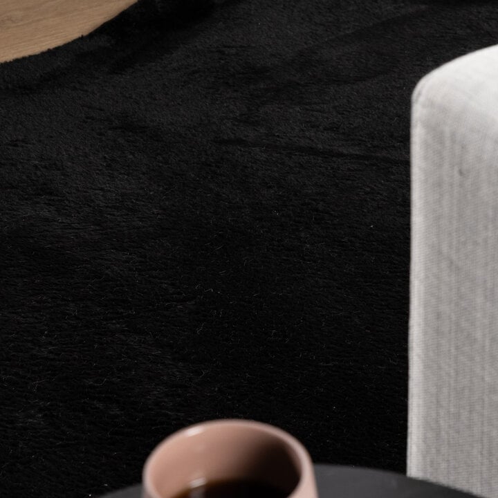 Zacht laagpolig vloerkleed - Cozy Pebble Zwart - 1