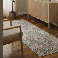 Wasbare loper - Domingo Mandala Olijfgroen