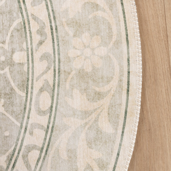 Rond Vloerkleed Bloemen - Celine Groen - 3