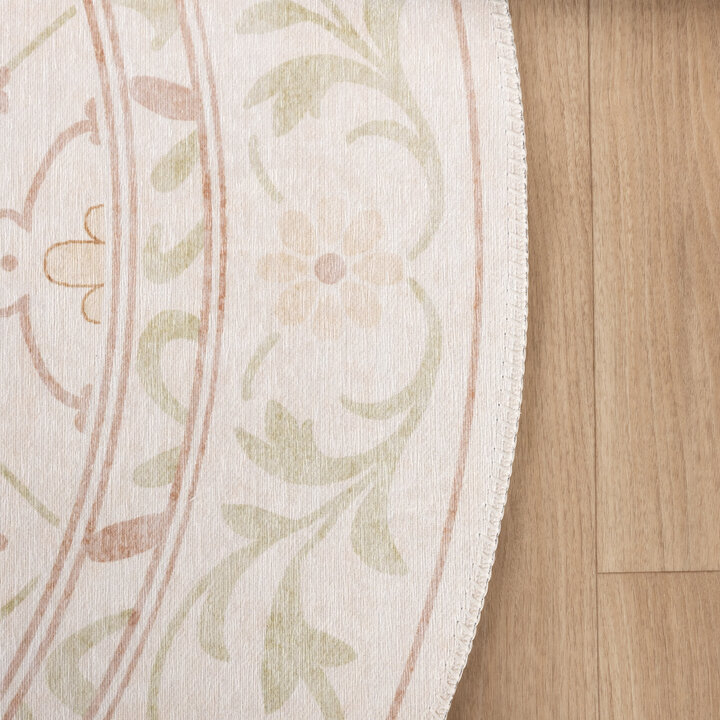 Rond Vloerkleed Bloemen - Celine Roze - 3