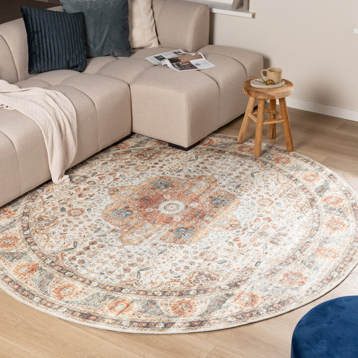 Rond binnen- en buitenkleed - Kairo Medaillon Creme/Meerkleurig