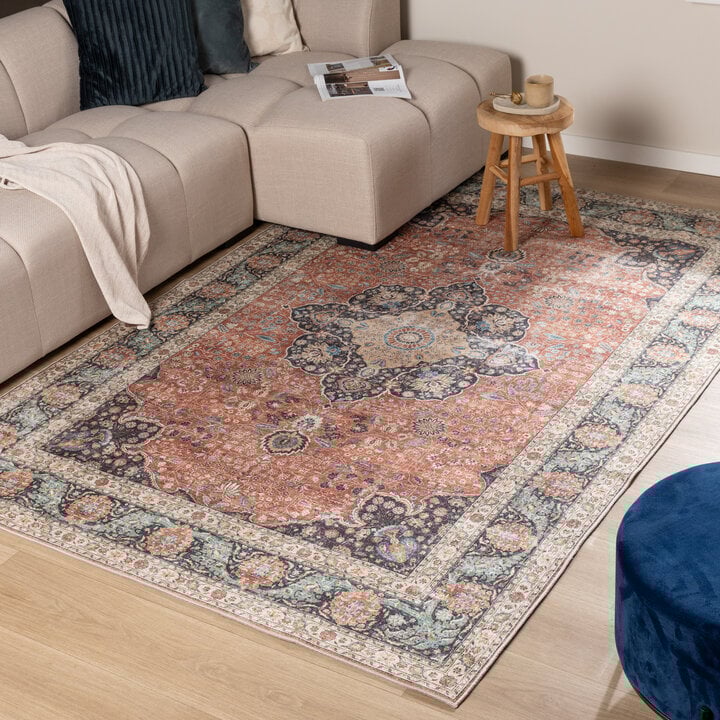 Binnen- en buitenkleed - Kairo Medaillon Terra/Donkerblauw 