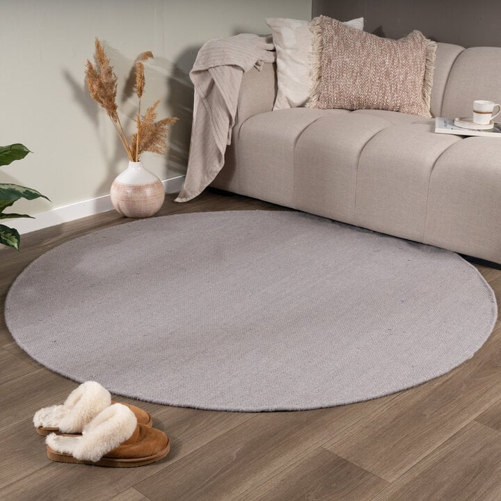 Rond wollen vloerkleed - Reno Grijs