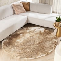 Rond hoogpolig vloerkleed - Glorious Champagne/Creme