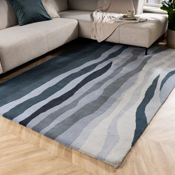 Wollen vloerkleed - Liora Blauw