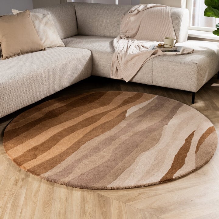 Rond wollen vloerkleed - Liora Bruin