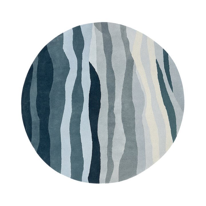 Rond wollen vloerkleed - Liora Blauw - 1