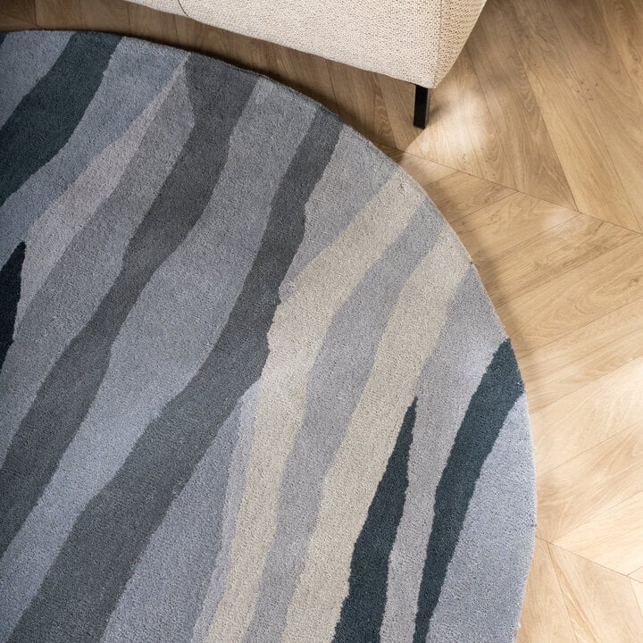 Rond wollen vloerkleed - Liora Blauw - 2