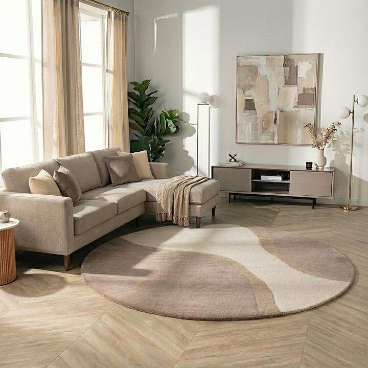 Rond wollen vloerkleed - Vienna Beige