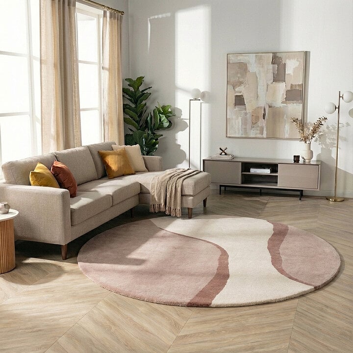 Rond wollen vloerkleed - Vienna Roze