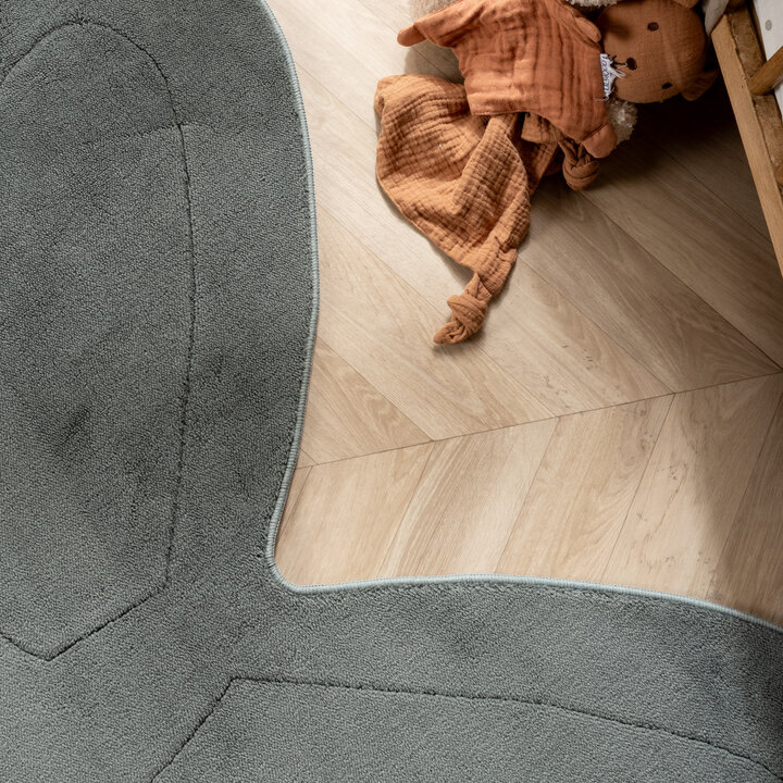 Wasbaar kindervloerkleed - Coco Vlinder Donkergroen - 1