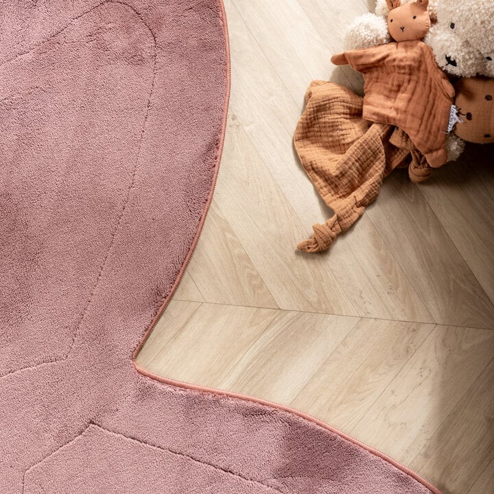 Wasbaar kindervloerkleed - Coco Vlinder Donkerroze - 1