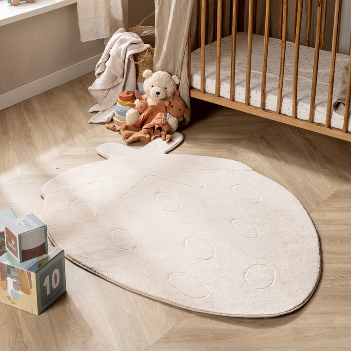 Wasbaar kindervloerkleed - Coco Aardbei Beige
