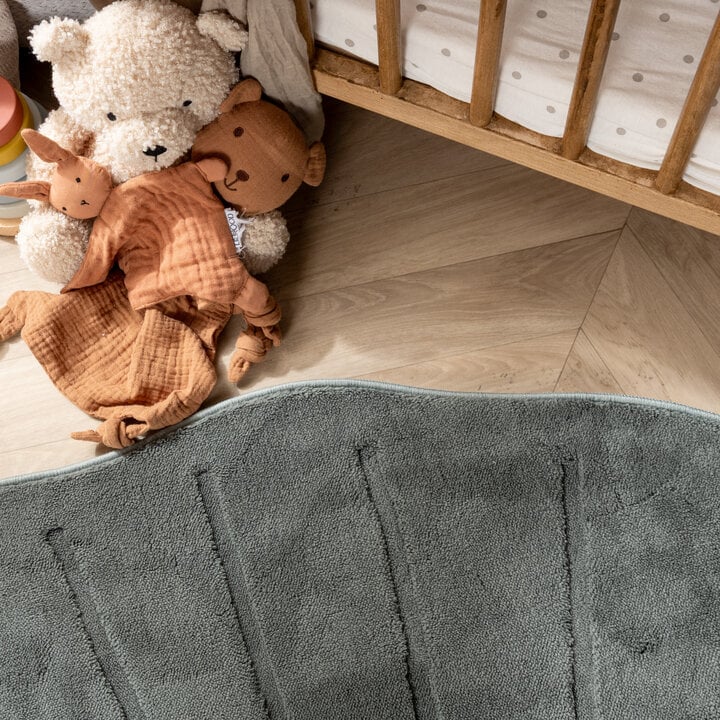 Wasbaar kindervloerkleed - Coco Schelp Donkergroen - 1