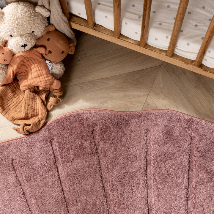 Wasbaar kindervloerkleed - Coco Schelp Donkerroze - 1