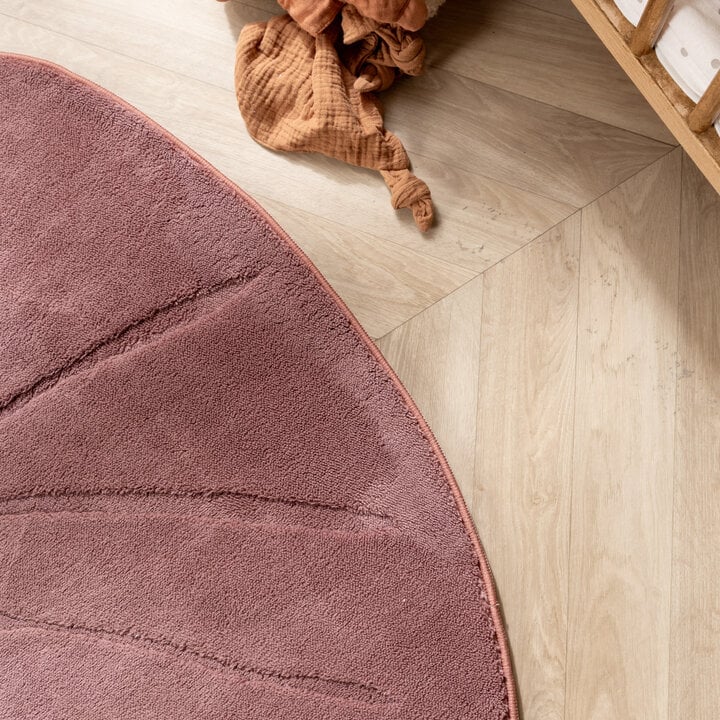 Wasbaar kindervloerkleed - Coco Blad Donkerroze - 1