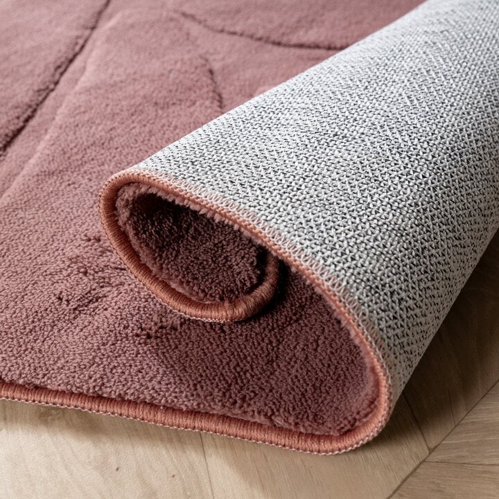 Wasbaar kindervloerkleed - Coco Blad Donkerroze - 5