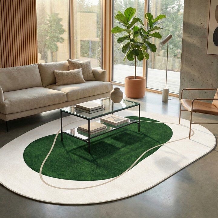 Organisch vloerkleed - Elyra Groen/Beige