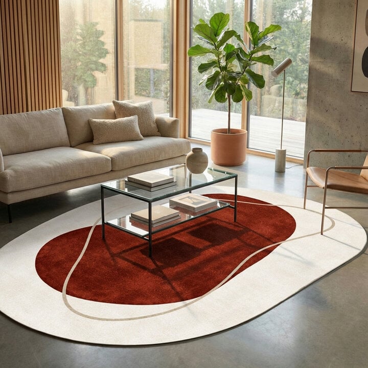 Organisch vloerkleed - Elyra Rood/Beige