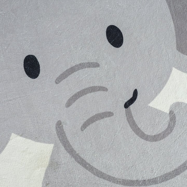 Rond wasbaar kindervloerkleed - Sammy Elephant Grijs - 3