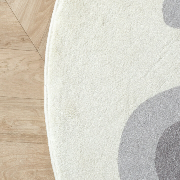 Rond wasbaar kindervloerkleed - Sammy Elephant Grijs - 4