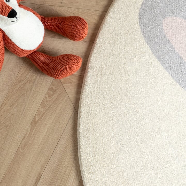 Rond wasbaar kindervloerkleed - Sammy Rabbit Grijs - 2