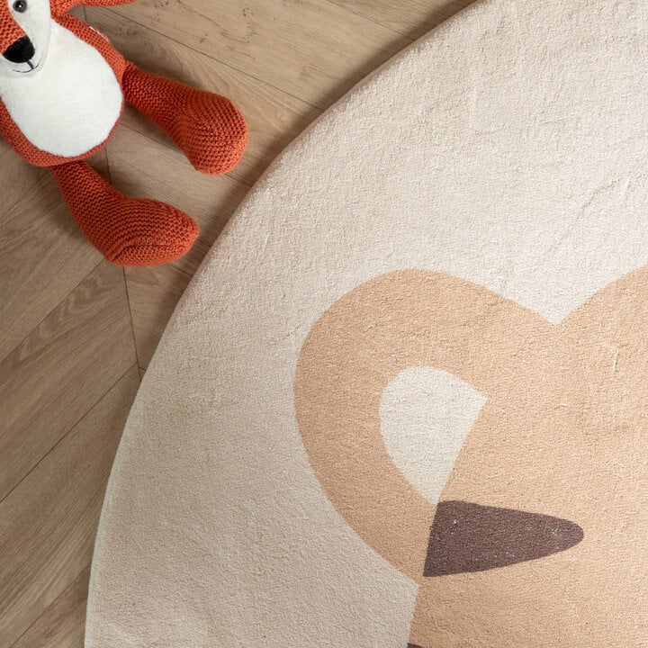 Rond wasbaar kindervloerkleed - Sammy Tiger Beige - 2