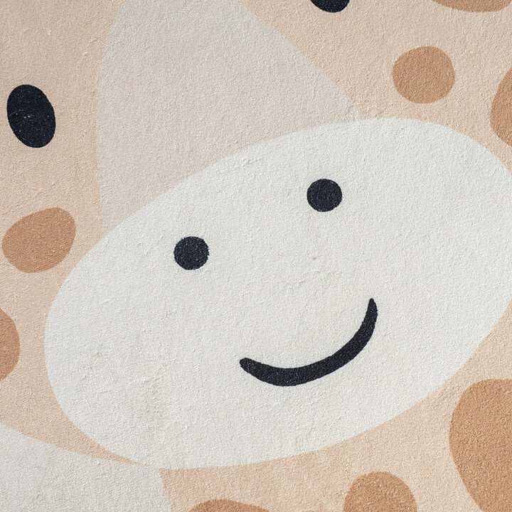 Rond wasbaar kindervloerkleed - Sammy Giraffe Beige - 3