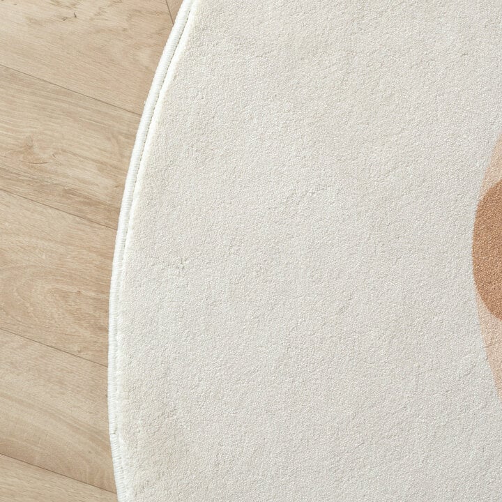 Rond wasbaar kindervloerkleed - Sammy Giraffe Beige - 4