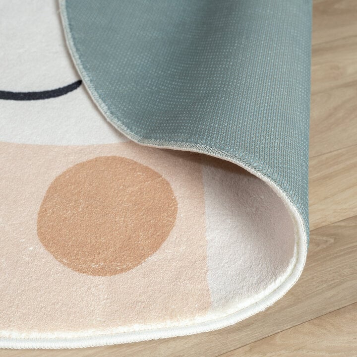 Rond wasbaar kindervloerkleed - Sammy Giraffe Beige - 6