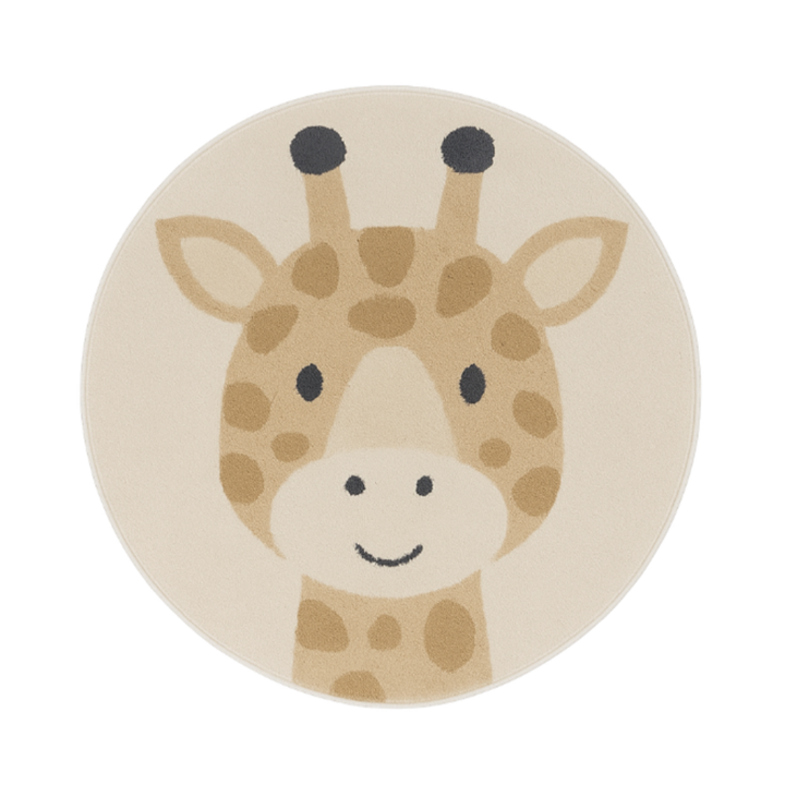 Rond wasbaar kindervloerkleed - Sammy Giraffe Beige - 1