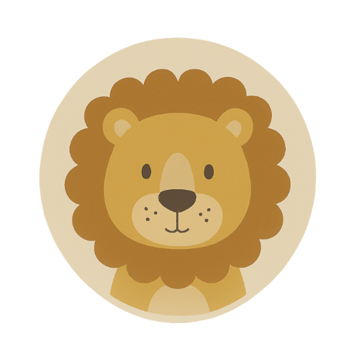 Rond wasbaar kindervloerkleed - Sammy Lion Bruin - 1