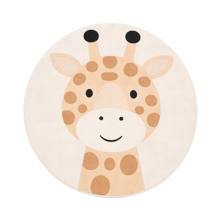 Rond wasbaar kindervloerkleed - Sammy Giraffe Beige - 1