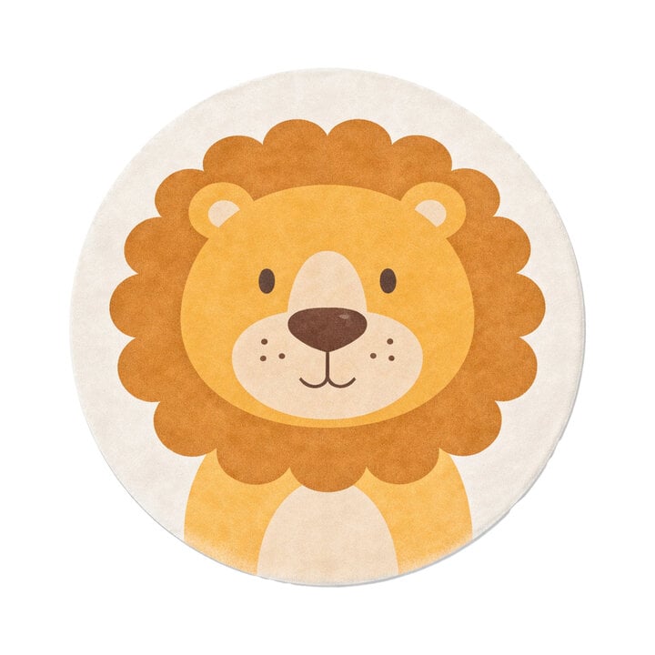 Rond wasbaar kindervloerkleed - Sammy Lion Bruin - 1