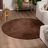 Rond fluffy vloerkleed - Bobby Donkerbruin - thumbnail
