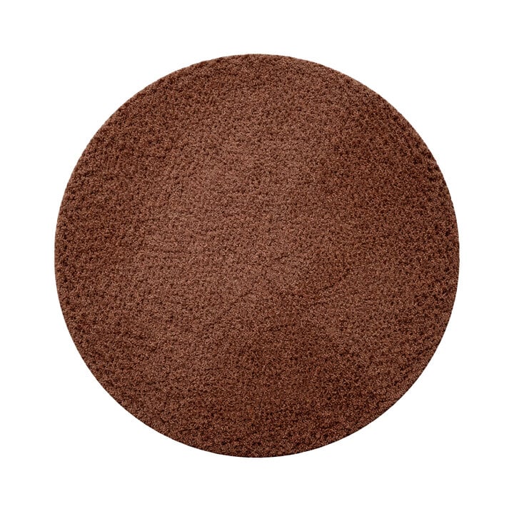 Rond fluffy vloerkleed - Bobby Donkerbruin - 1