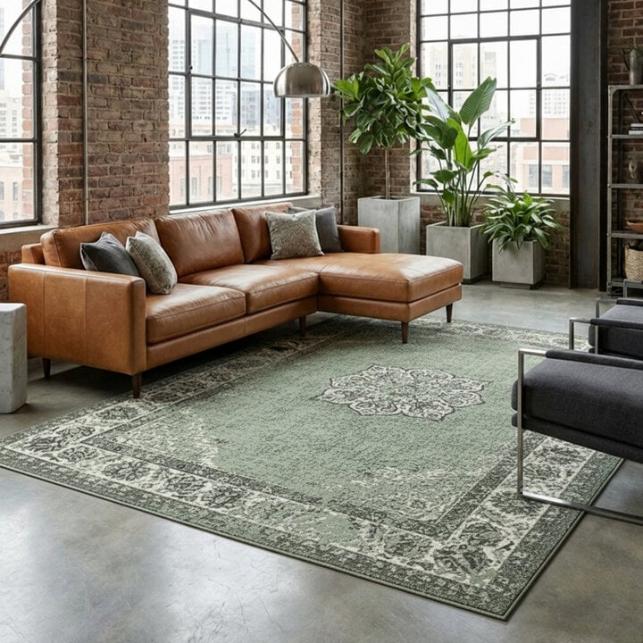 Vintage vloerkleed - Wonder Groen/Zwart